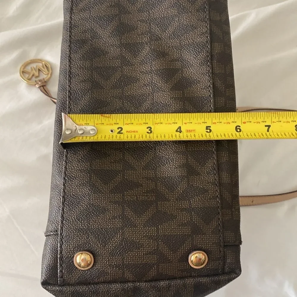 MICHAEL KORS Women’s Logo Monogram Pocket Tote Brown Bag